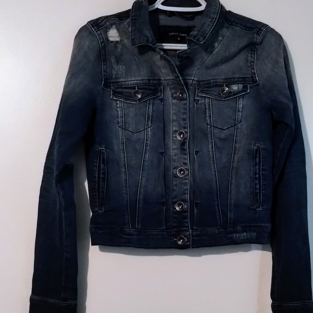 Sneak Peek Blue Jean Jacket Cropped Denim Style
